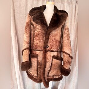 Men's Luxurious Brown Leather Shearling Coat